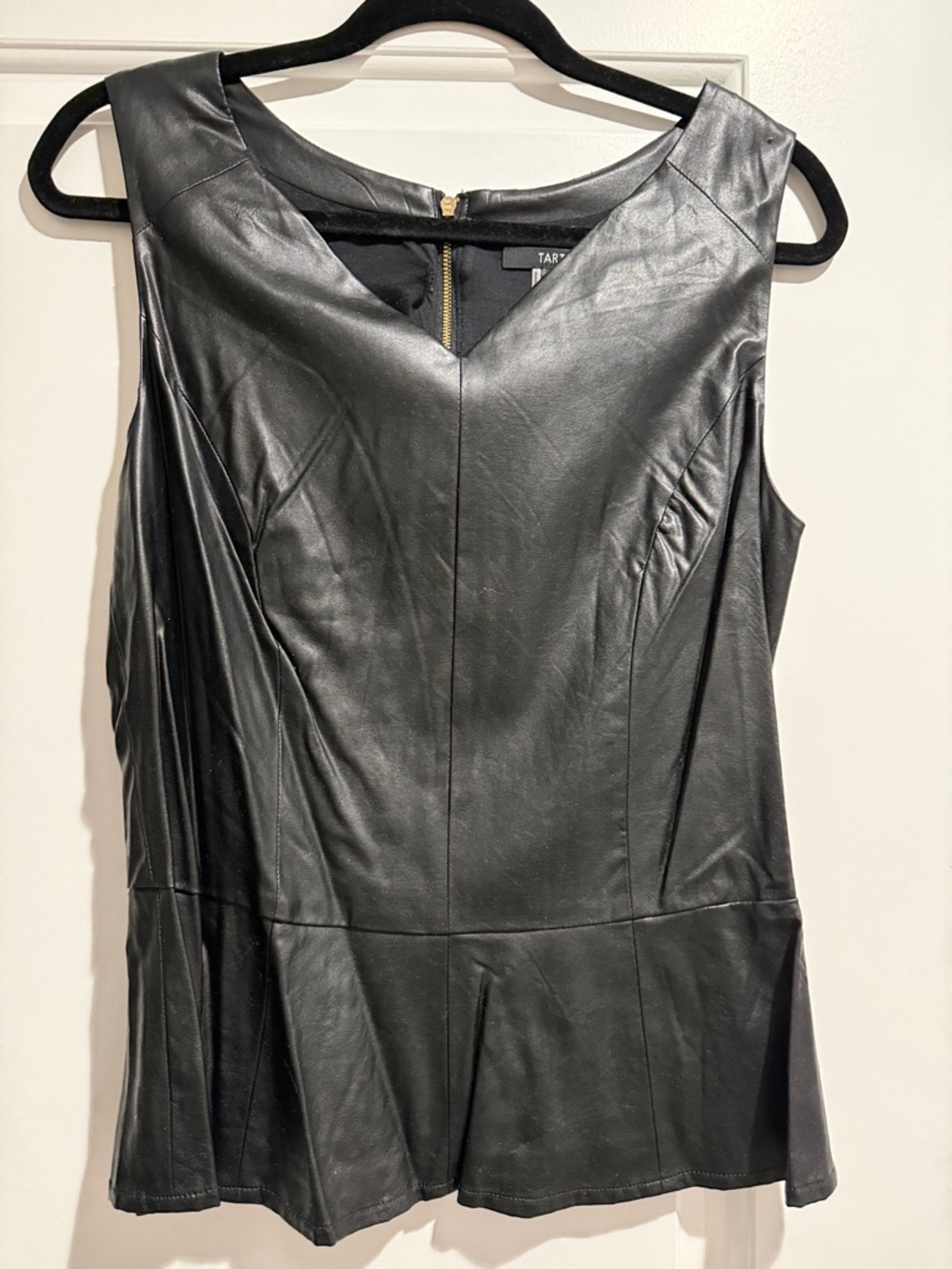 NWOT Tart Black Faux Leather Peplum Top